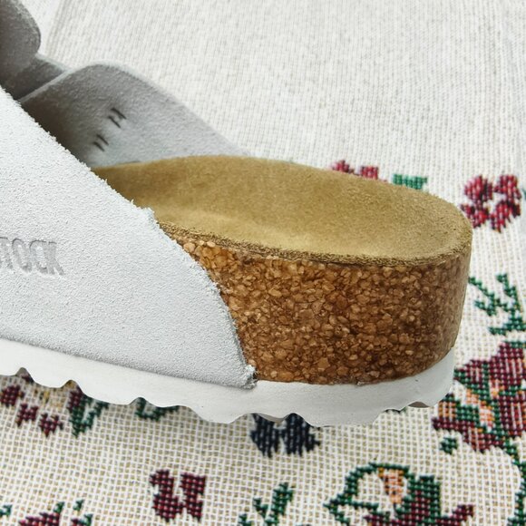 NWT Women's White Suede Birkenstock Boston Shoes - Narrow Fit - Picture 7 of 7